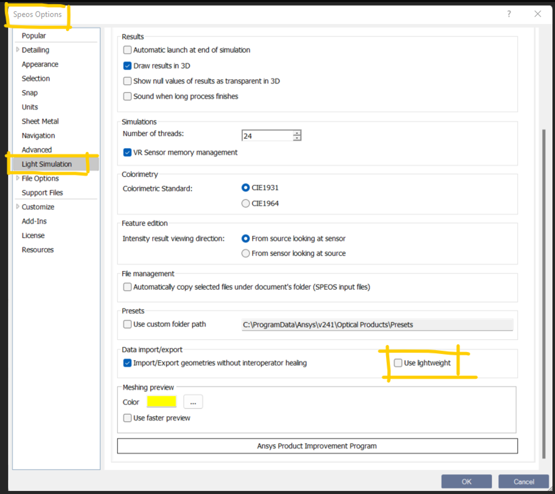 Surface import - Simulation object – Ansys Optics