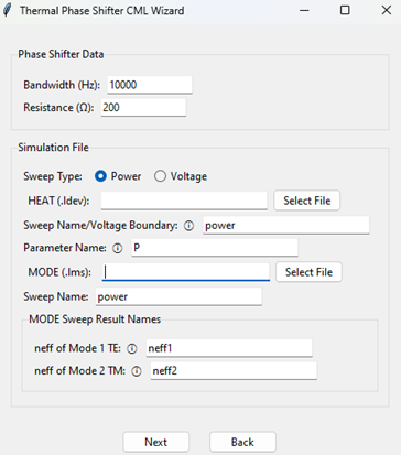 Thermal phase shifter data collection wizard – Ansys Optics